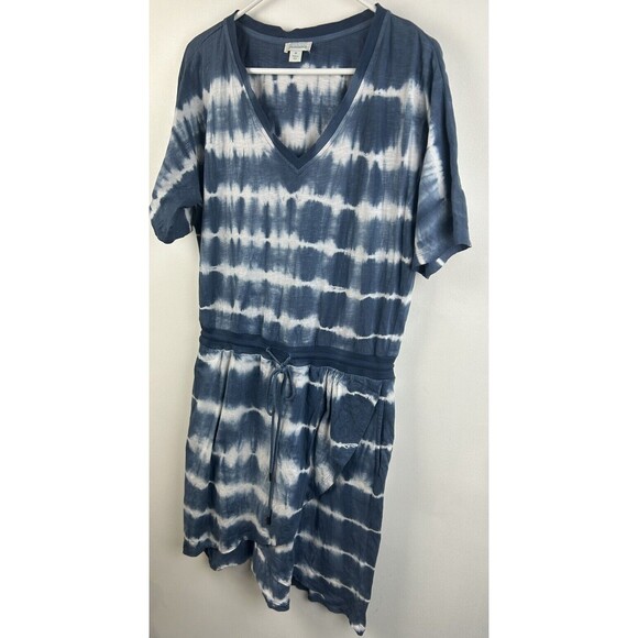 Sundance Catalog Elara Tie Dye Dress In Blue Size Medium Relaxed Fit pockets - Picture 3 of 8